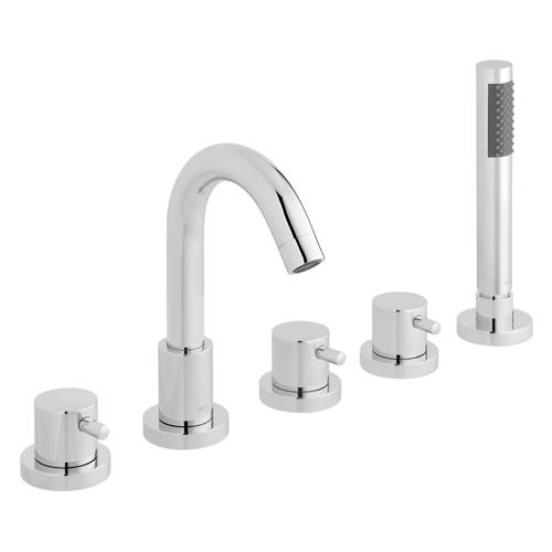 Vado Gold Zoo 5 Hole Bath Shower Mixer Tap With Spout & Kit (Chrome).