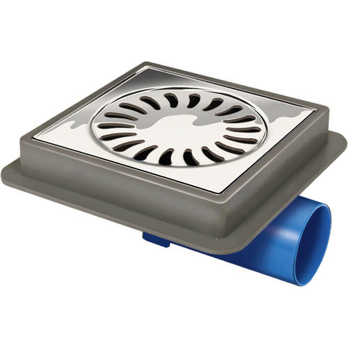 Larger image of VDB Shower Drains ABS Plastic Shower Drain 150x150mm (Steel Grate).