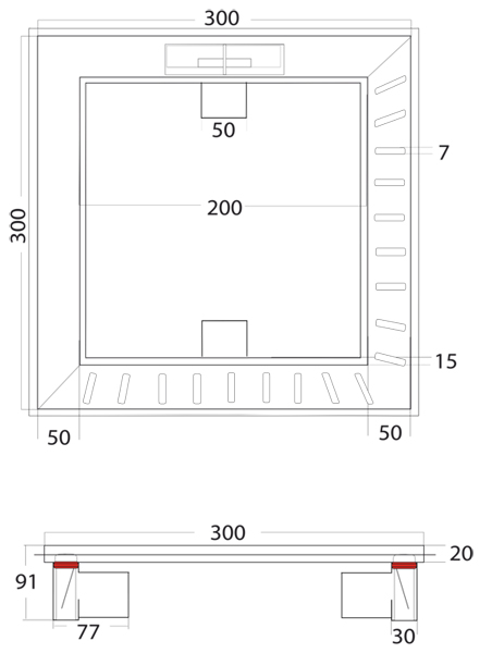 Technical image of VDB Element Luxury Shower Room Drain 300x300 (High Water Flow).