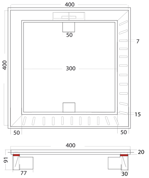 Technical image of VDB Element Luxury Shower Room Drain 400x400 (High Water Flow).