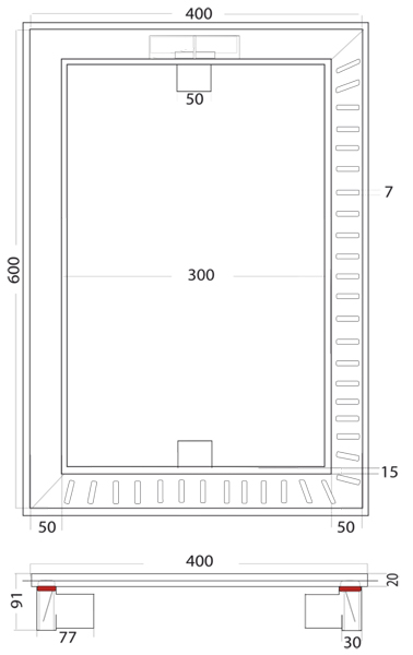 Technical image of VDB Element Luxury Shower Room Drain 600x400 (High Water Flow).