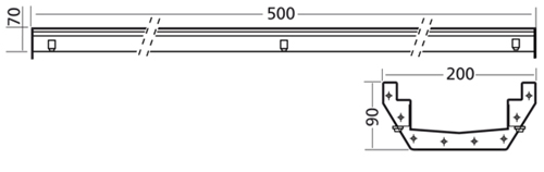 Technical image of VDB Industrial Drains Connect Channel Drain Part 500x200mm (No Outlet).