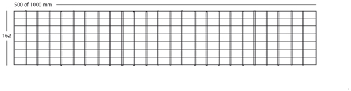 Technical image of VDB Industrial Drains Connect Channel Mesh Grating Part 498x162mm.