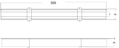 Technical image of VDB Kitchen Drains Kitchen Slot Drain Part 500x60mm (Connectable).