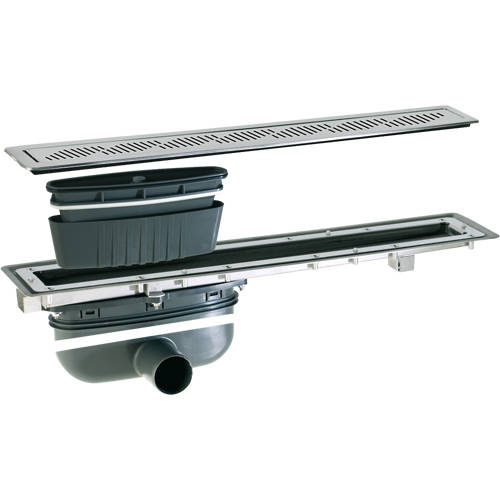 Larger image of VDB Vinyl Drains Shower Channel Drain (700x100mm, Stainless Steel Grating).
