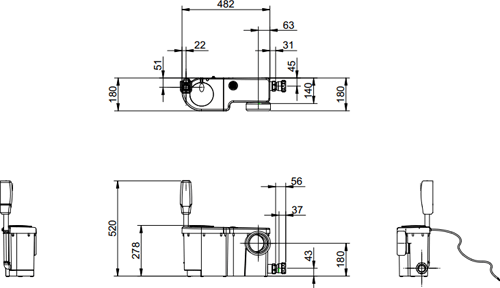 Technical image of WaterEazee Macerator For Toilet & Basin Inlet.