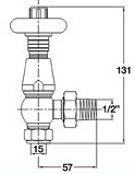 Technical image of Crown Radiator Valves Thermostatic Angled Radiator Valves (Chrome).