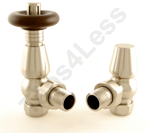 Larger image of Crown Radiator Valves Thermostatic Angled Radiator Valves (S Nickel).