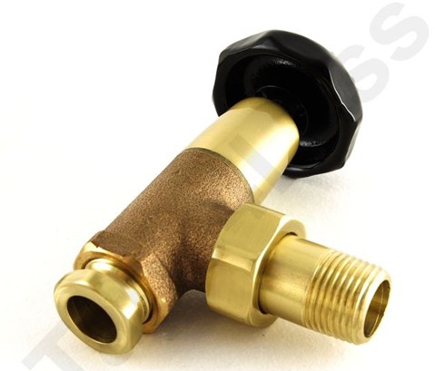 Example image of Crown Radiator Valves Bradley 1/2" Angled Radiator Valves (Brass).