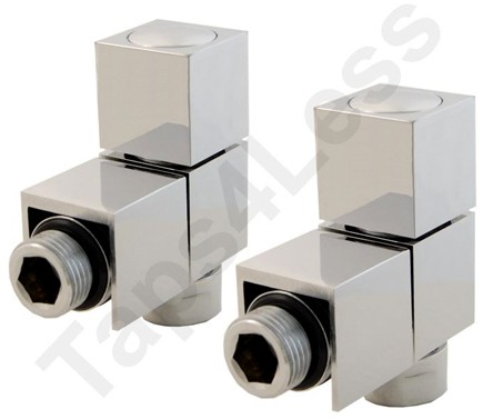 Larger image of Crown Radiator Valves Cube Angled Radiator Valves (Chrome).