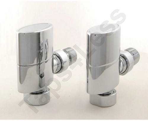 Example image of Crown Radiator Valves Ellipse Angled Radiator Valves & Sleeves (Chrome).