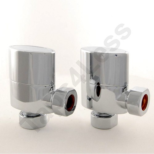 Larger image of Crown Radiator Valves Ellipse Angled Radiator Valves (Chrome).