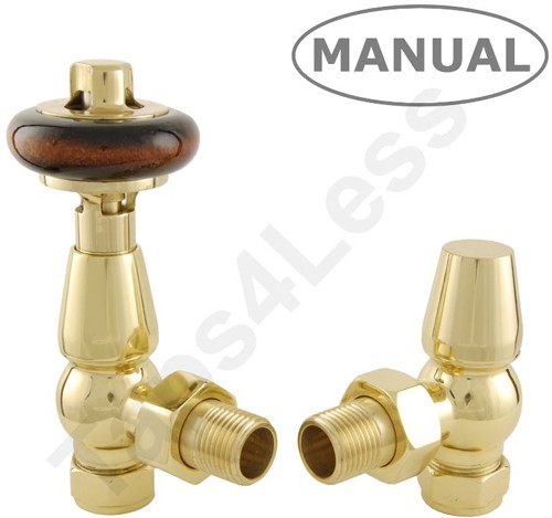 Larger image of Crown Radiator Valves Eton Thermostatic Angled Radiator Valves (Brass).