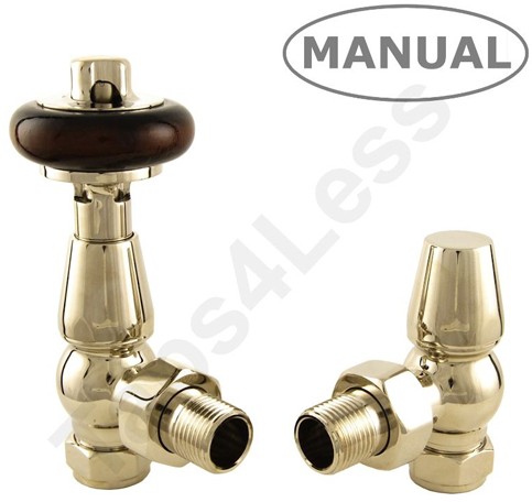 Larger image of Crown Radiator Valves Eton Thermostatic Angled Radiator Valves (Nickel).