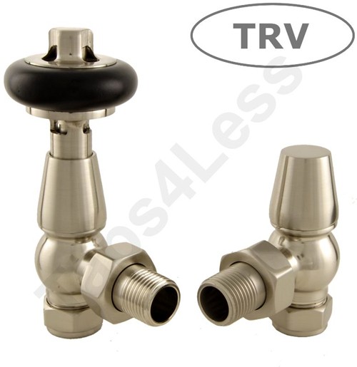 Larger image of Crown Radiator Valves Thermostatic Angled Radiator Valves (S Nickel).