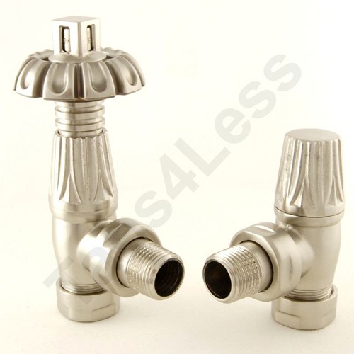 Larger image of Crown Radiator Valves Thermostatic Angled Radiator Valves (S Nickel).