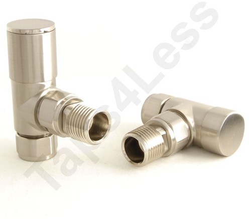 Larger image of Crown Radiator Valves Milan Angled Radiator Valves (Satin Nickel).