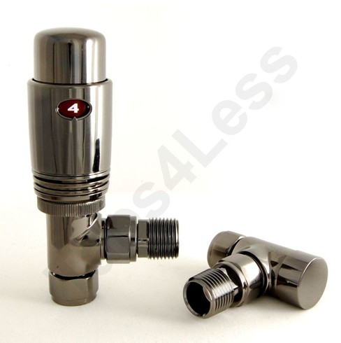 Larger image of Crown Radiator Valves Thermostatic Angled Radiator Valves (B Nickel).