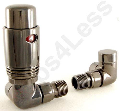 Larger image of Crown Radiator Valves Thermostatic Corner Radiator Valves (B Nickel).