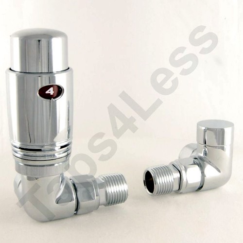 Larger image of Crown Radiator Valves Thermostatic Corner Radiator Valves (Chrome).