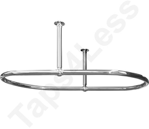 Larger image of Chrome Rails Oval Shower Curtain Rail With 2 x Ceiling Brackets (Chrome).