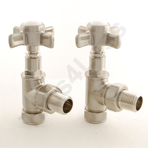 Larger image of Crown Radiator Valves Westminster Angled Radiator Valves (S Nickel).