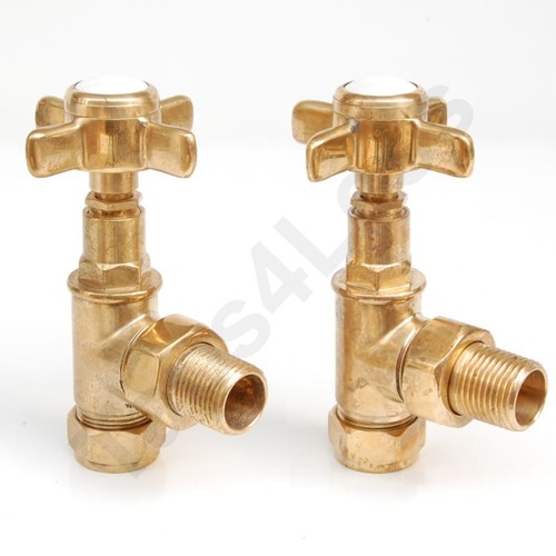 Larger image of Crown Radiator Valves Westminster Angled Radiator Valves (Brass).