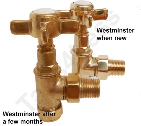 Example image of Crown Radiator Valves Westminster Angled Radiator Valves (Brass).