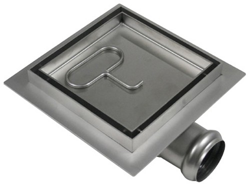 Larger image of Waterworld Stainless Steel Wetroom Tile Drain With Frame. 200x200mm.