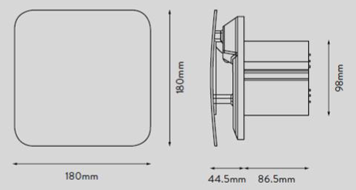 Technical image of Xpelair Simply Silent CV4 Extractor Fan With Timer & Humidistat (100mm).