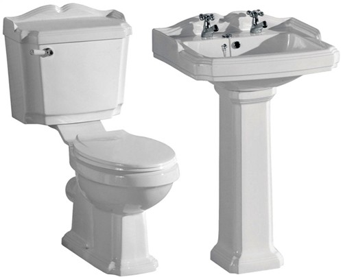 Larger image of XPress Classic 4 Piece Bathroom Suite With Toilet, Seat & 580mm Basin.