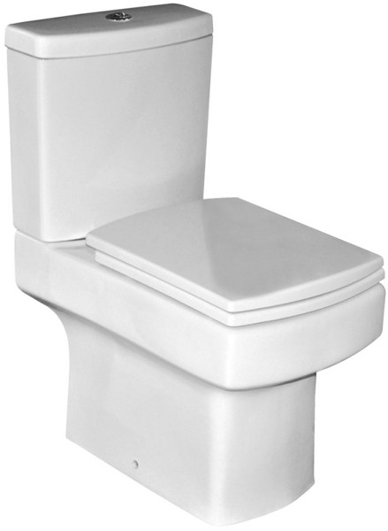 Larger image of XPress Cube Modern Toilet With Push Flush Cistern & Seat.