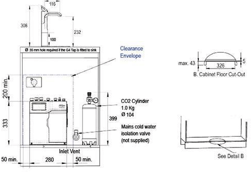 Technical image of Zip G5 Classic Chilled & Sparkling Tap (41 - 60 People, Brushed Chrome).