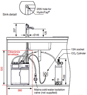 Technical image of Zip G5 Classic 5 In 1 HydroTap For 1 - 20 People (Bright Chrome, Mains).