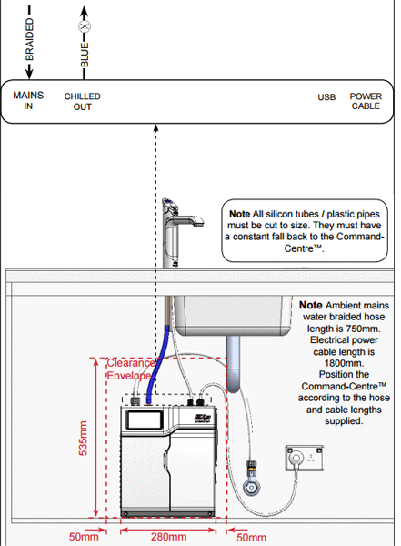 Technical image of Zip G5 Classic Filtered Chilled Water Tap (Bright Chrome).