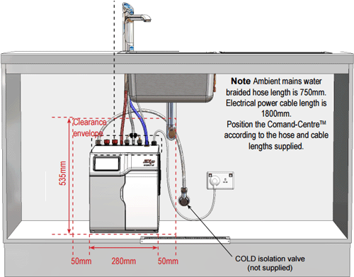 Technical image of Zip G5 Classic AIO Filtered Boiling & Chilled Tap (Brushed Chrome).