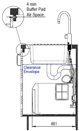 Technical image of Zip Arc Design Filtered Boiling Water Tap & Font (41 - 60 People, Bright Chrome).