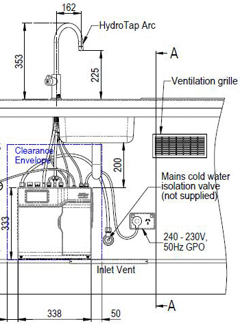Technical image of Zip Arc Design Filtered Boiling Water Tap (41 - 60 People, Matt Black).