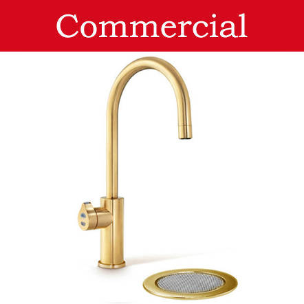 Larger image of Zip Arc Design Filtered Boiling Water Tap & Font (41 - 60 People, Brushed Gold).