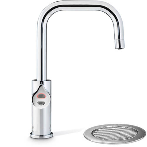 Example image of Zip Cube Design Filtered Boiling & Chilled Water Tap & Font (Brushed Chrome).
