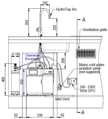 Technical image of Zip Cube Design Filtered Boiling Water Tap (Matt Black).