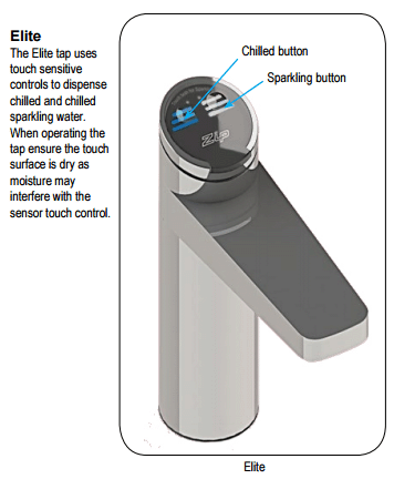 Technical image of Zip Elite Filtered Chilled & Sparkling Water Tap (Matt Black).
