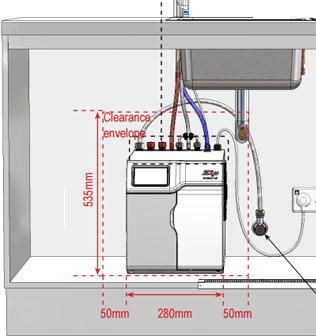 Technical image of Zip Cube Design AIO Filtered Boiling Water Tap (Bright Chrome).