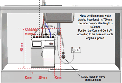 Technical image of Zip Cube Design AIO Filtered Chilled Water Tap (Gloss Black).