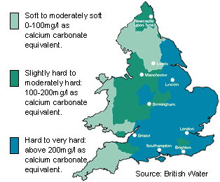 Hard water map UK
